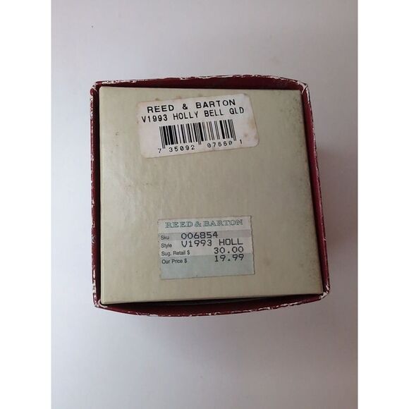 Reed‎ & Barton — 1993 Gold Plate Annual Holiday Christmas Holly Bell Ornament - Picture 6 of 6